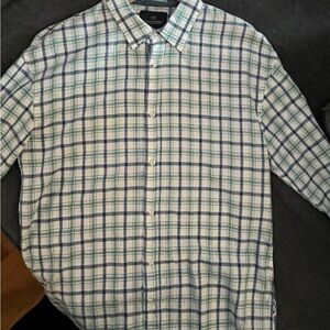 Men's Blue and White Checkered Shirt